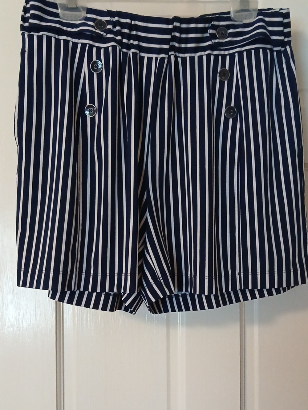 Robert Louis Navy and White High-Waist Striped Shorts